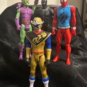Scarlet Spider Man, Black Panther, Green Goblin & Power Ranger Ninja Steel Gold